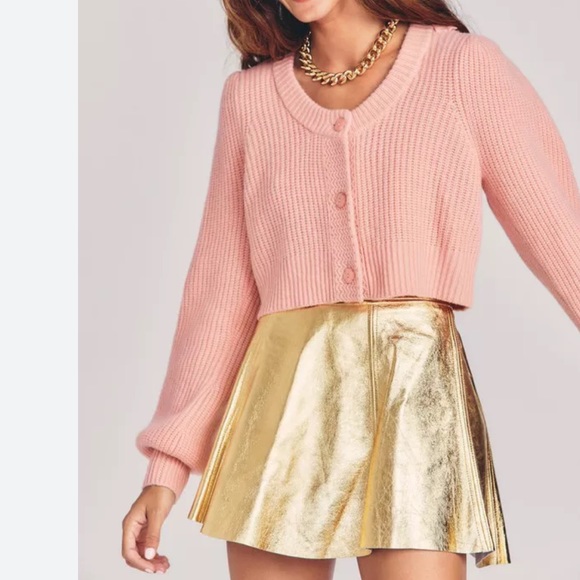 NWT LOVESHACKFANCY Branton Cropped Cardigan in Rosebud - Picture 6 of 14